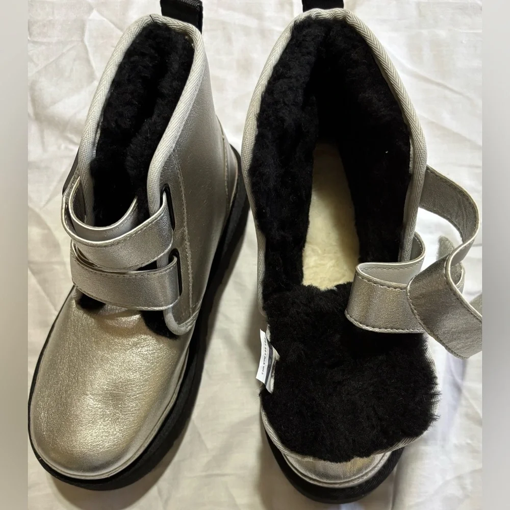 UGG Metallic Silver Boots with Black Sole